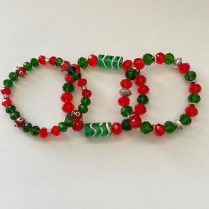 Super Cute Lampwork Glass Christmas 🎄 Bracelet Set